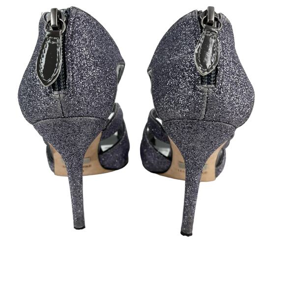 Badgley Mischka Junebug Criss Cross 4" Heels 6.5 Charcoal Glitter - Picture 13 of 14